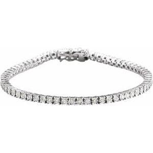 14K White Gold Round 1.5Mm G-H I1 0.96 Ctw Natural Diamond Illusion-Set Line Bracelet, Length: 7 In