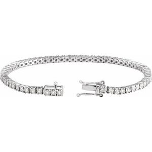 14K White Gold Round 1.5Mm G-H I1 0.96 Ctw Natural Diamond Illusion-Set Line Bracelet, Length: 7 In