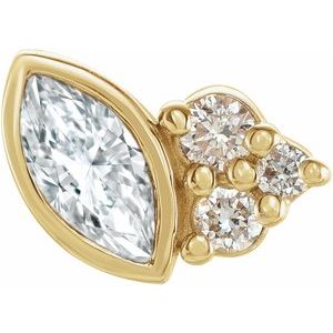 14K Yellow Gold Marquise 4 X 2 Mm 1/10 Ctw Natural Diamond Earring