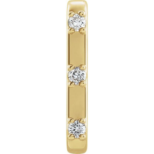 14K Yellow Gold 2 Mm Round Friction Back Included Polished 1/10 Ctw Natural Diamond Cuff Earring