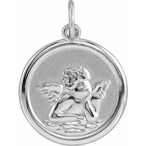 Sterling Silver 15 Mm Polished Cherub Angel Pendant