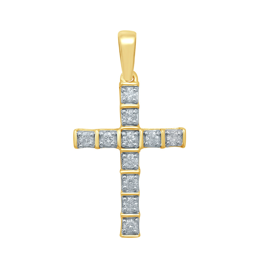 10K Yellow Gold 0.47 Cttw Diamond "Cross" Charm