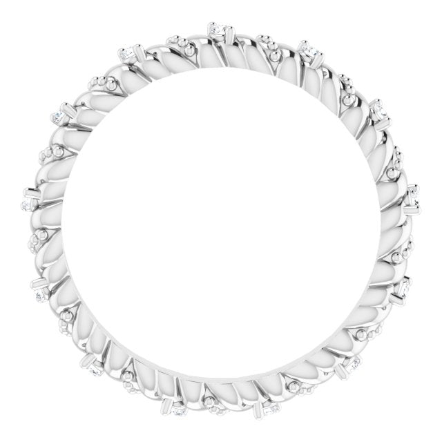 14K White Gold Round 1.2 Mm Si2-Si3, G-H Polished 1/10 Ctw Natural Diamond Accented Eternity Band, Size 6