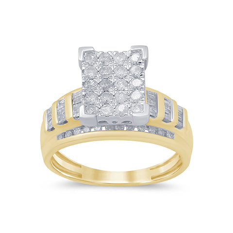 10K Yellow Gold 0.49-0.55 Cttw Diamond Cindrella Square Ring