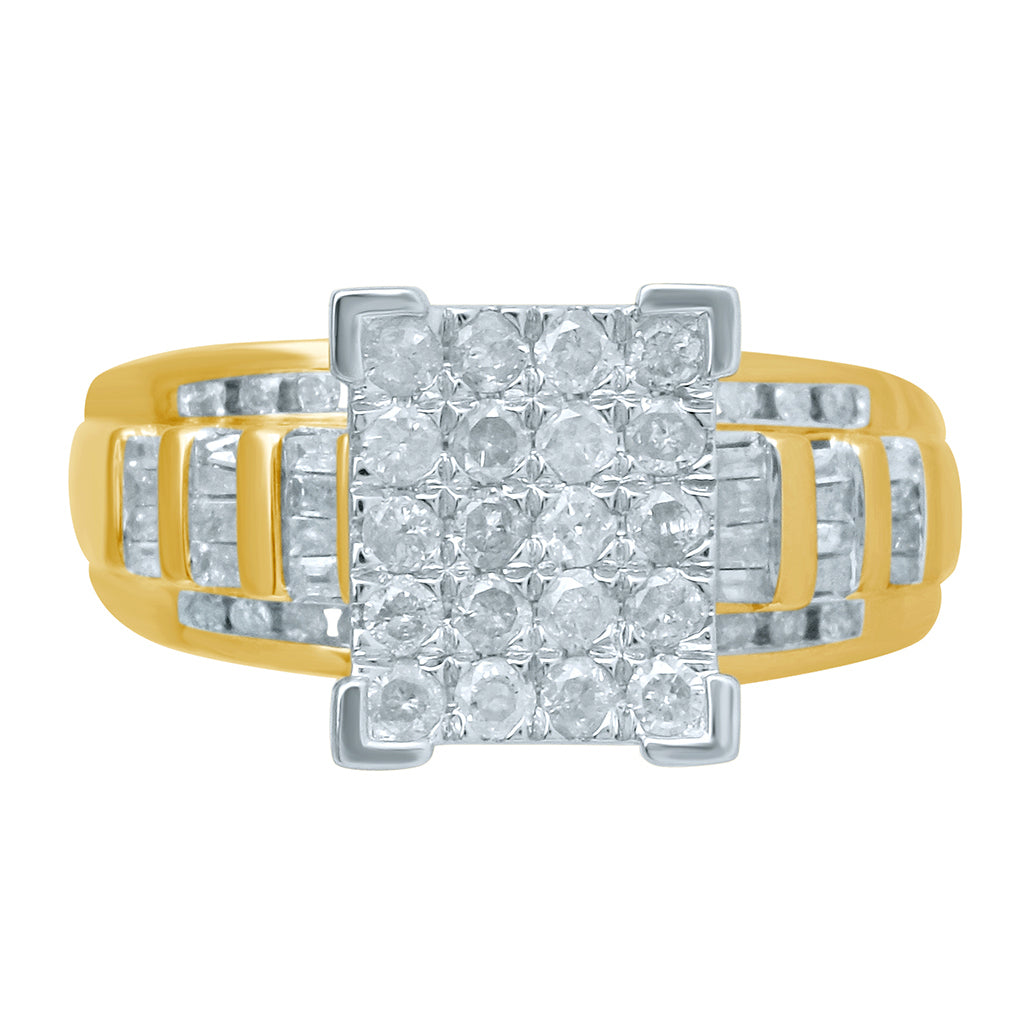 10K Yellow Gold 0.49-0.55 Cttw Diamond Cindrella Square Ring