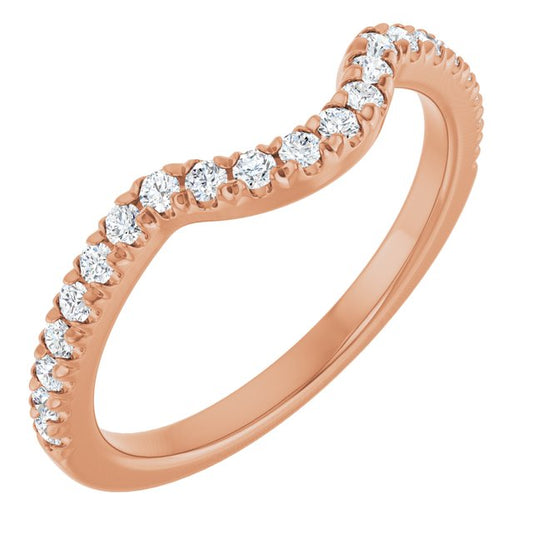 14K Rose Or Yellow Or White Gold Round 1.5 Mm Polished 1/4 Ctw Natural Diamond French-Set Contour Band, Size 7