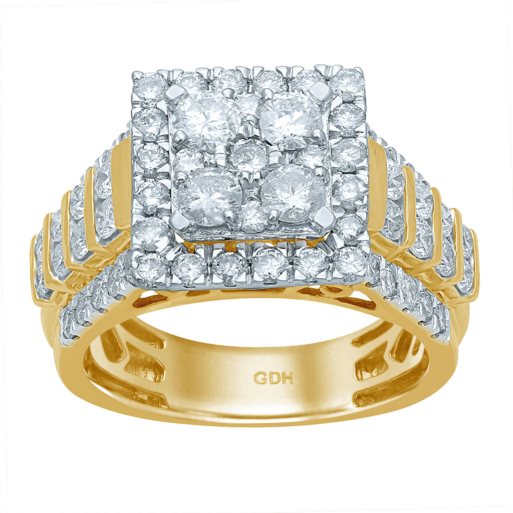 10K Yellow Gold 1.97-2.02 Cttw Round Diamond Ladies Ring