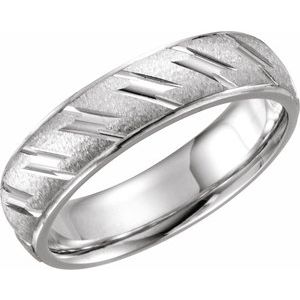 14K White Gold 6 Mm Polished Design Band Size 12