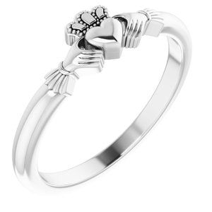 14K White Gold Polished Claddagh Ring Size 7