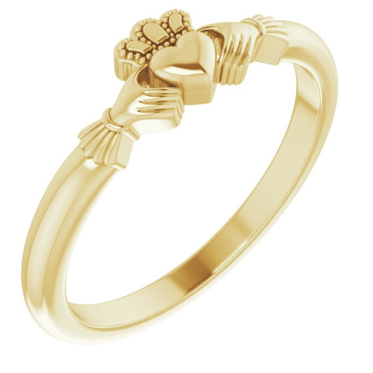 10K Yellow Gold Polished Claddagh Ring, Size 7
