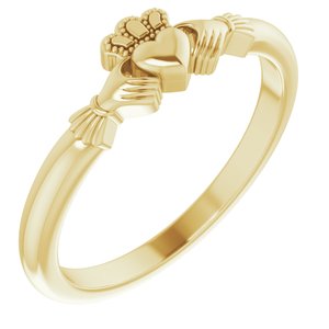 14K Yellow Gold Polished Claddagh Ring Size 7