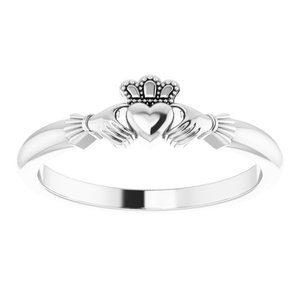 14K White Gold Polished Claddagh Ring Size 7