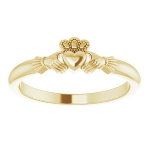 14K Yellow Gold Polished Claddagh Ring Size 7