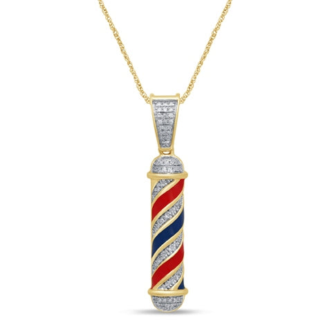 10K Yellow Gold 0.19-0.23 Cttw Diamond "Barber Pole" Charm