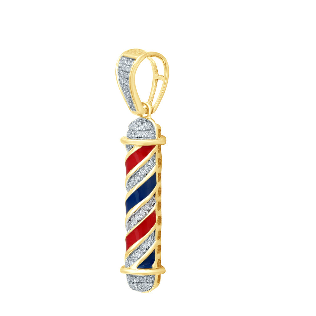 10K Yellow Gold 0.19-0.23 Cttw Diamond "Barber Pole" Charm