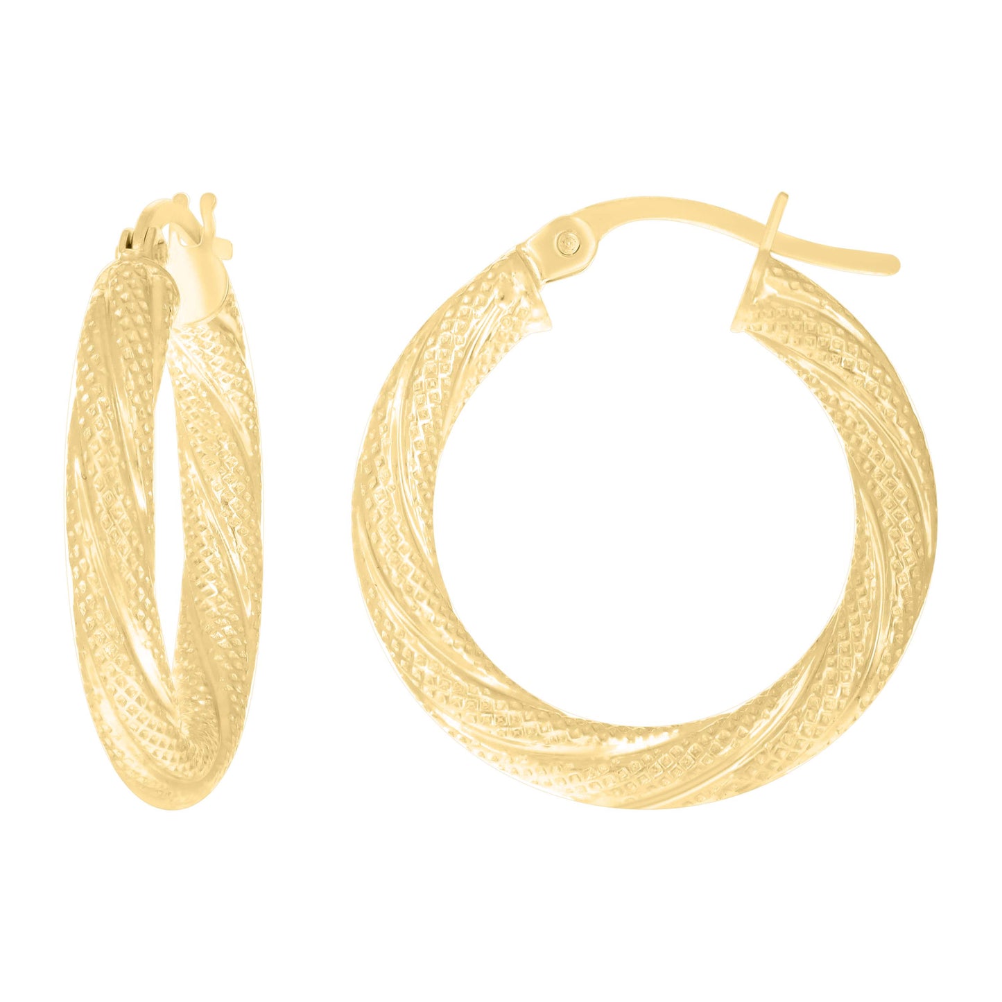 10K Yellow Gold Womens Twisted Tube Hinged Hoops Huggies