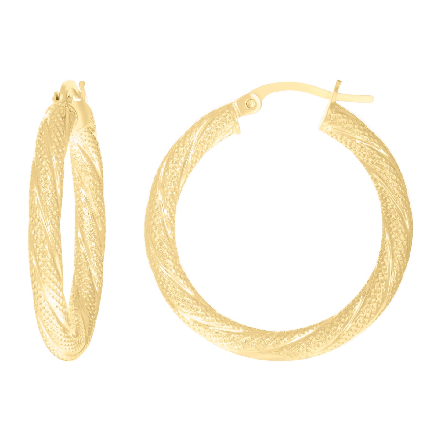 10K Yellow Gold Womens Twisted Tube Hinged Hoops Huggies
