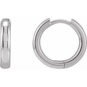 Sterling Silver Pair Hinged Hoop Earrings, Length: 15 Mm, Thickness: 2.6 Mm
