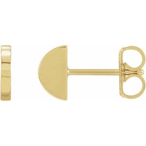 14K Yellow Gold 6.9 X 3.9 Mm Pair Friction Backs Included Polished Half Moon Earrings