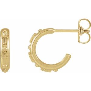 14K Yellow Gold Rosary Hoop Earrings
