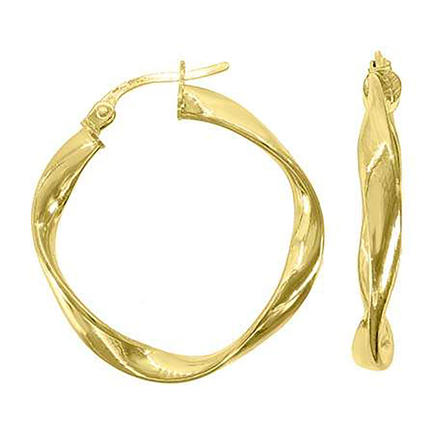 10K Yellow Gold Womens Polished Finish Twisted Hoop Earrings