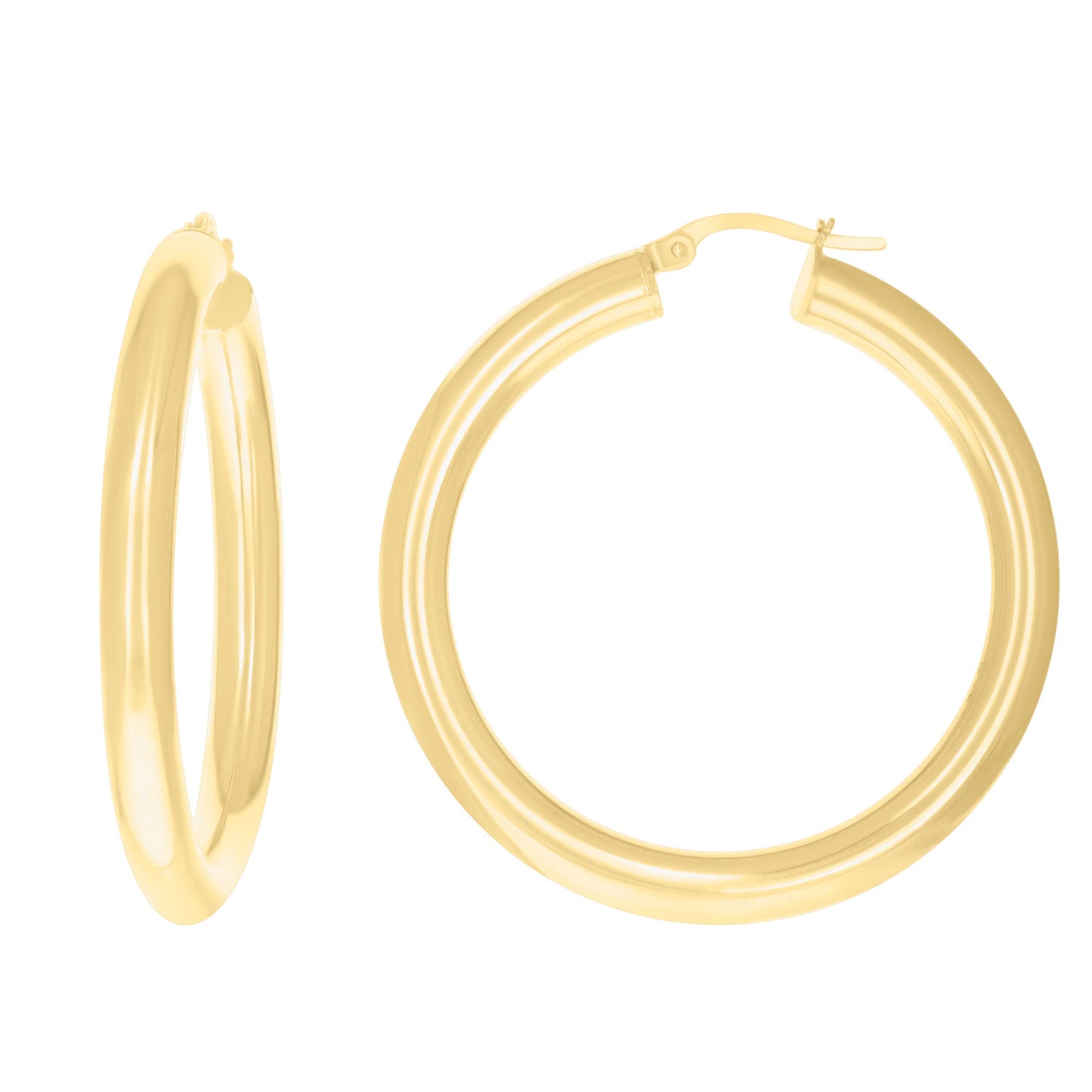 10K Yellow Gold Womens Ultra Light Round Tube Polished Finish Hoop Earrings