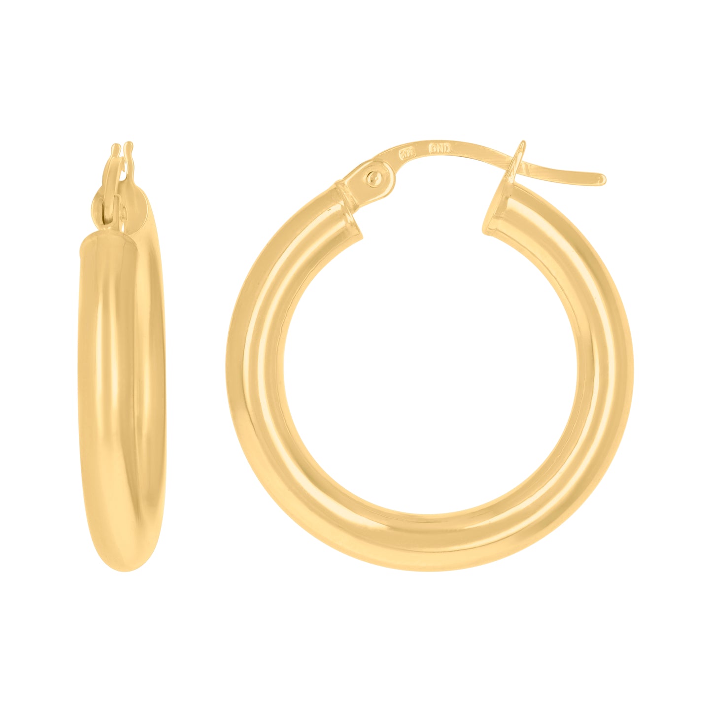 10K Yellow Gold Womens Ultra Light Round Tube Polished Finish Hoop Earrings