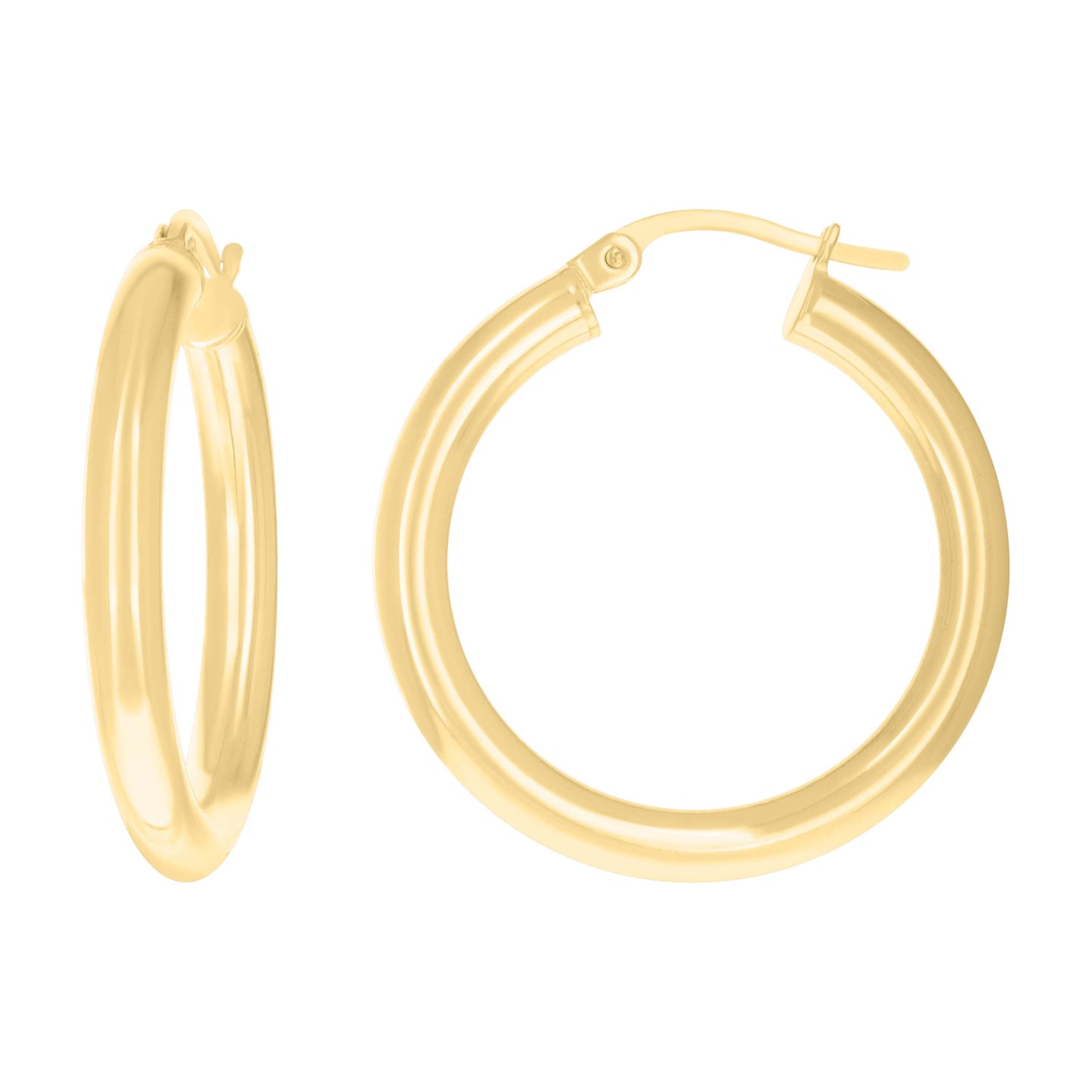 10K Yellow Gold Womens Ultra Light Round Tube Polished Finish Hoop Earrings