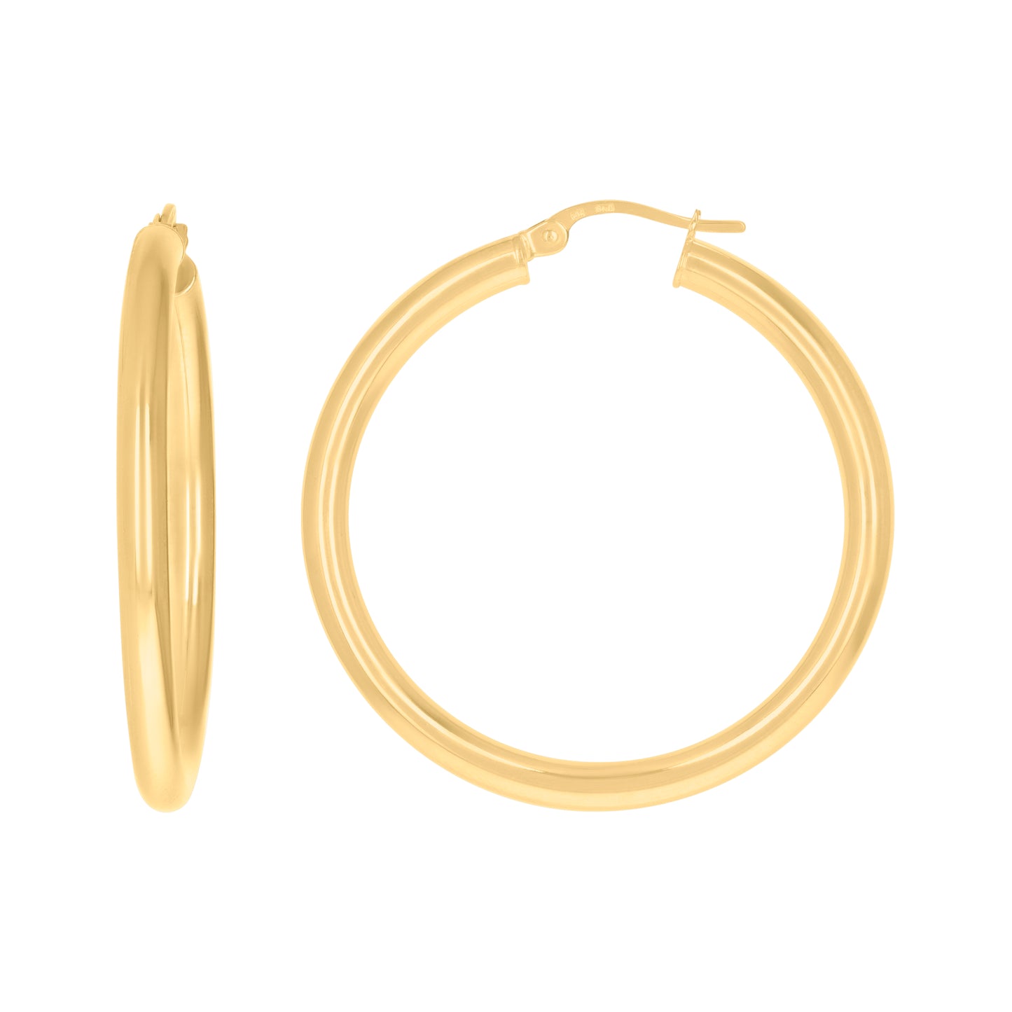 10K Yellow Gold Womens Ultra Light Round Tube Polished Finish Hoop Earrings