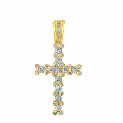 10K Yellow Gold 2.46-2.56 Cttw Diamond "Cross" Charm