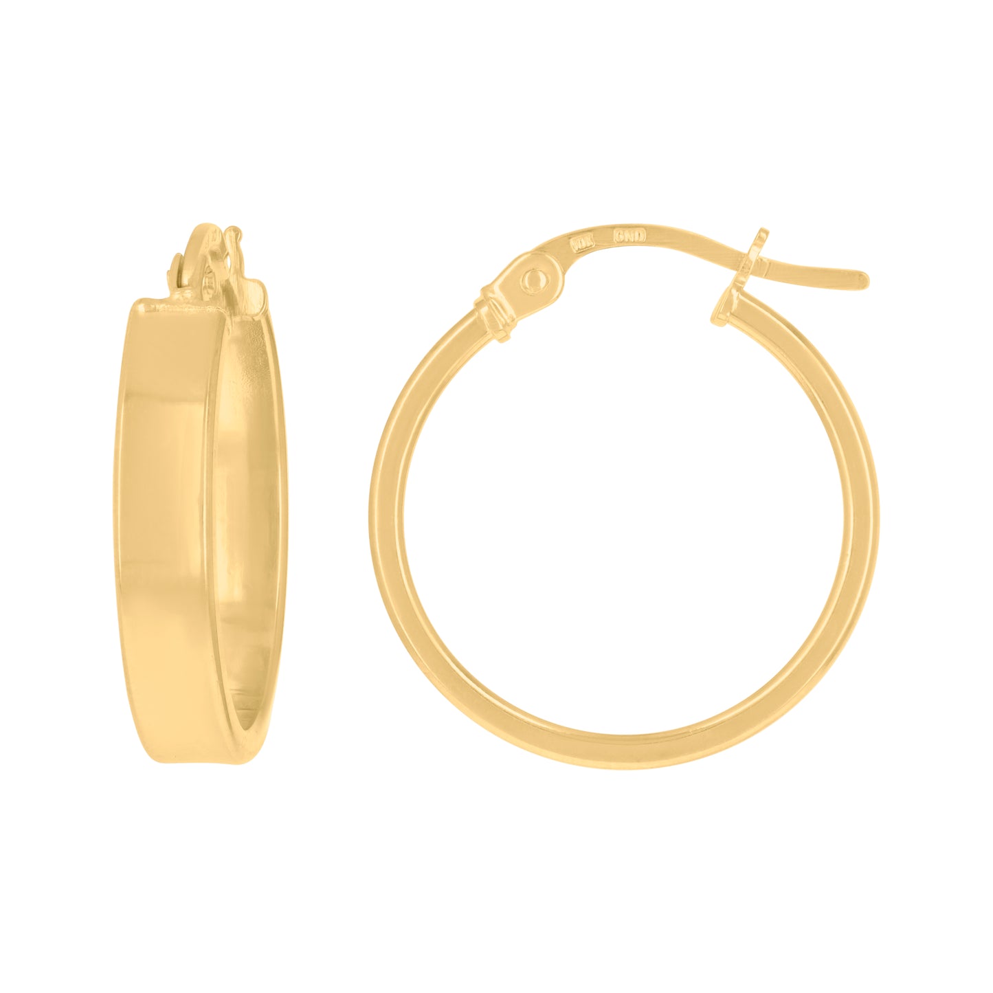 10K Yellow Gold Womens Polished Flat Square Tube Hoop Earrings