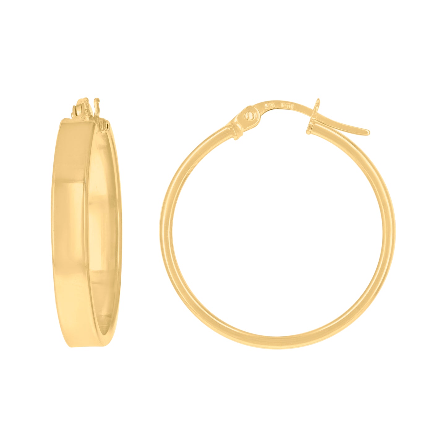 10K Yellow Gold Womens Polished Flat Square Tube Hoop Earrings