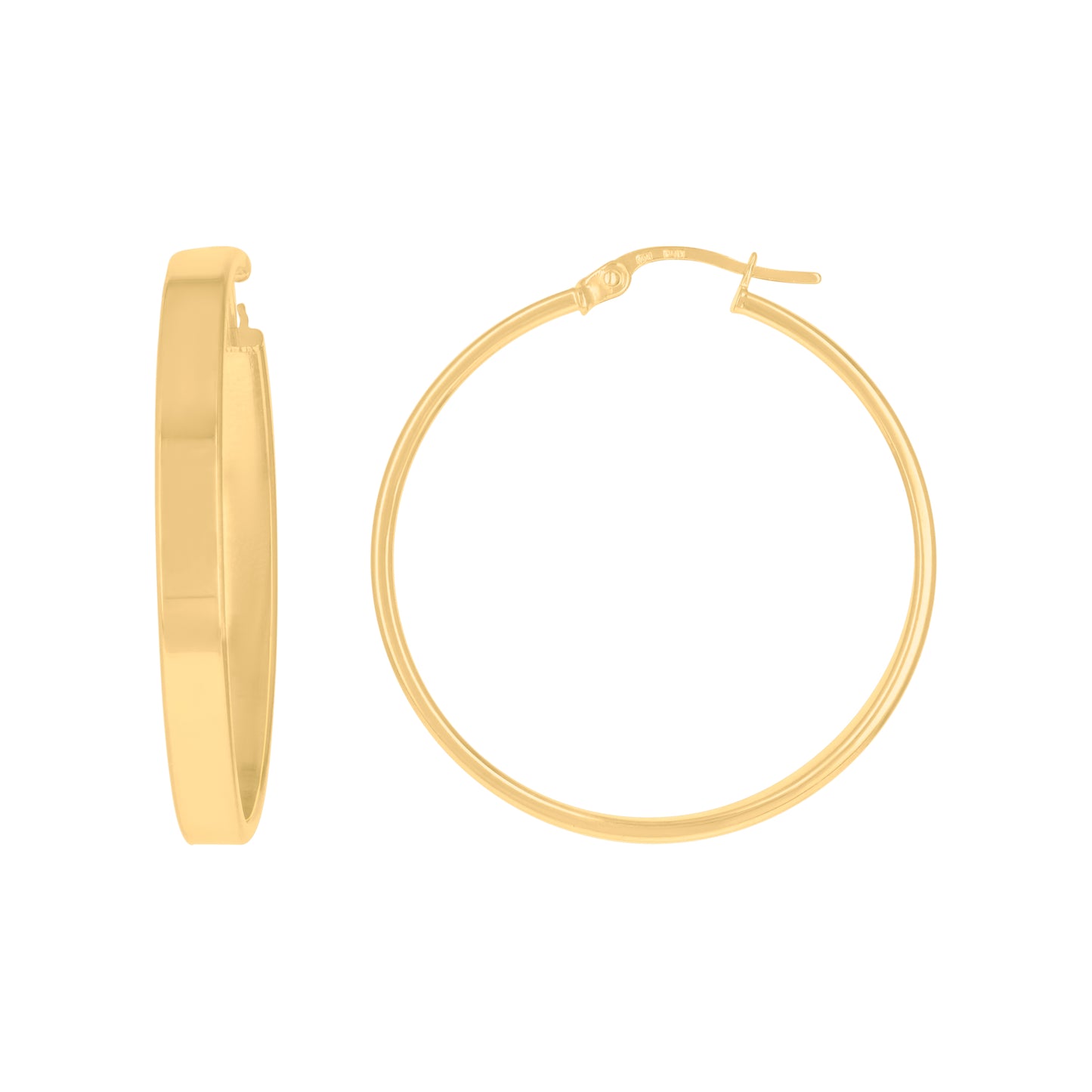 10K Yellow Gold Womens Polished Flat Square Tube Hoop Earrings