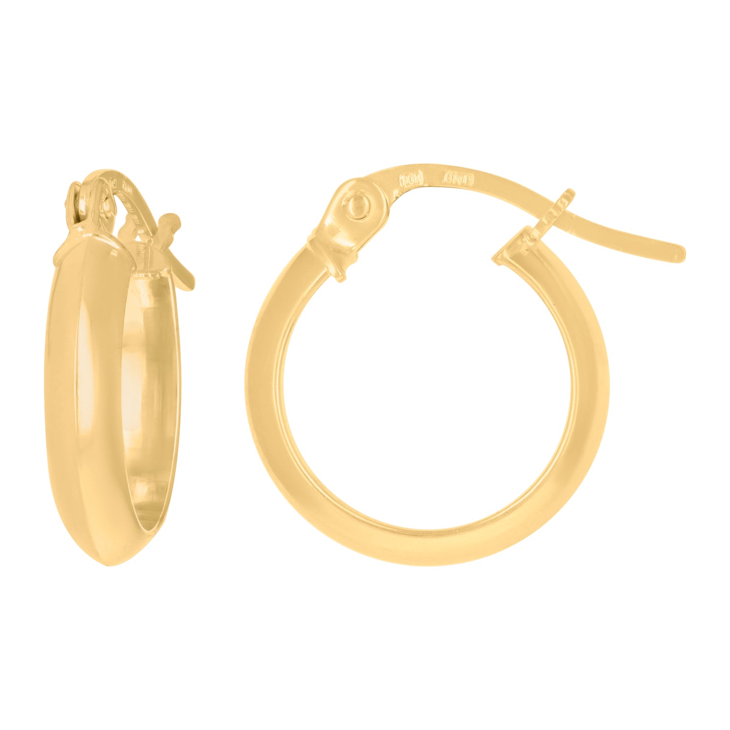 10K Yellow Gold Womens Polished Ultra Light Half Round Hoop Earrings