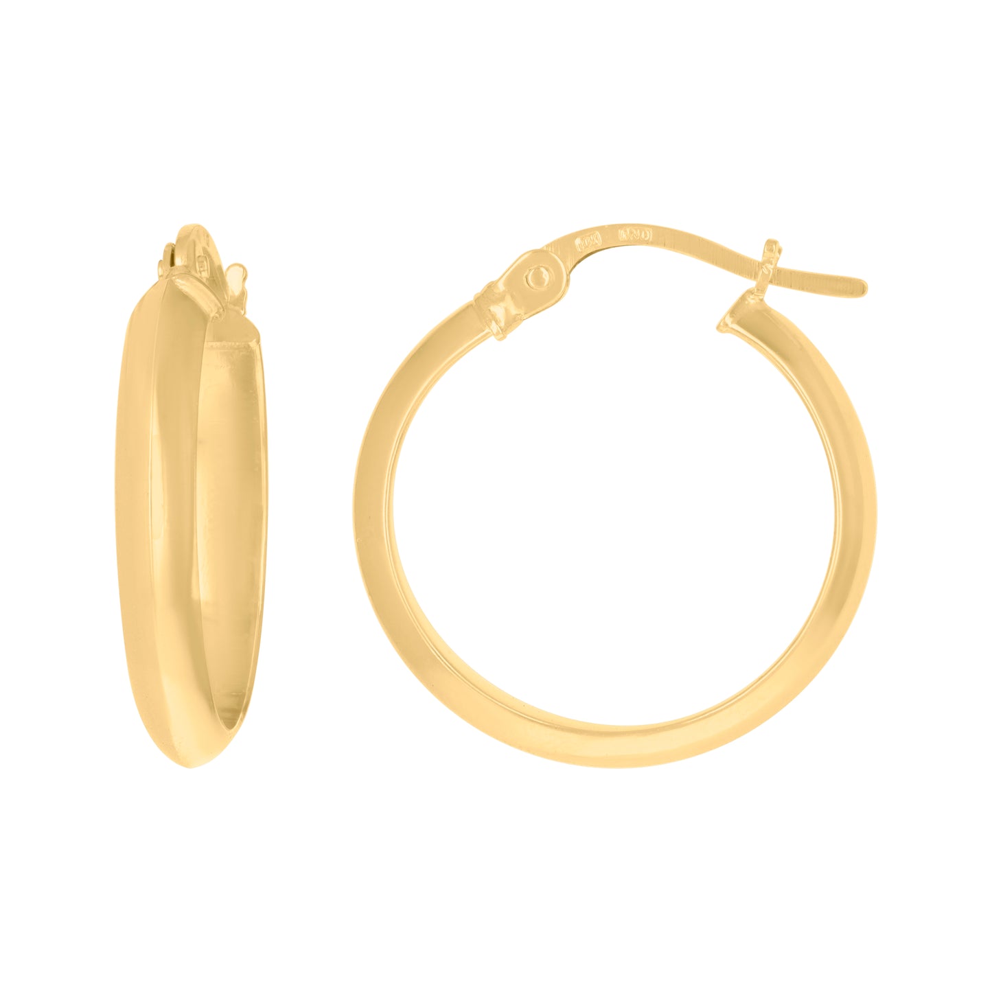 10K Yellow Gold Womens Polished Ultra Light Half Round Hoop Earrings