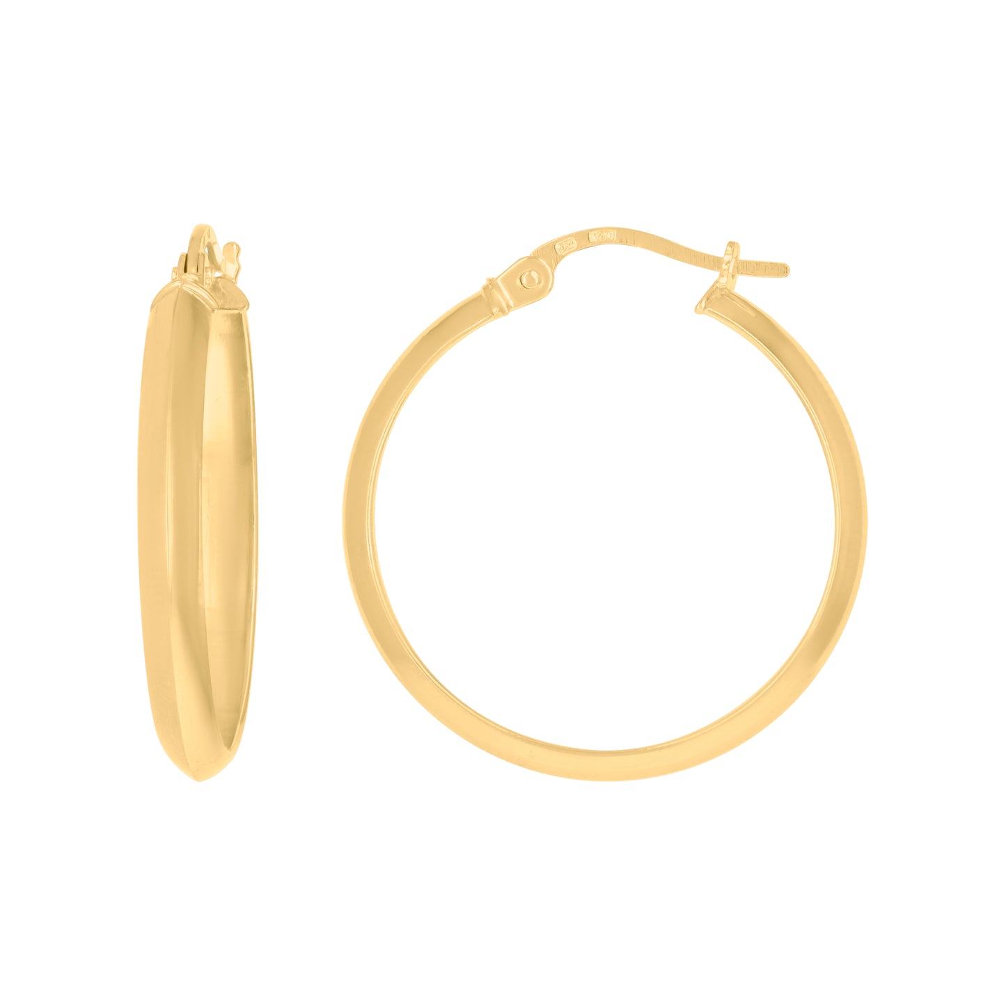 10K Yellow Gold Womens Polished Ultra Light Half Round Hoop Earrings