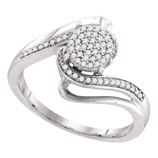 Sterling Silver Round Diamond Cluster Bridal Wedding Engagement Ring 1/5 Cttw, Womens Size: 5-10