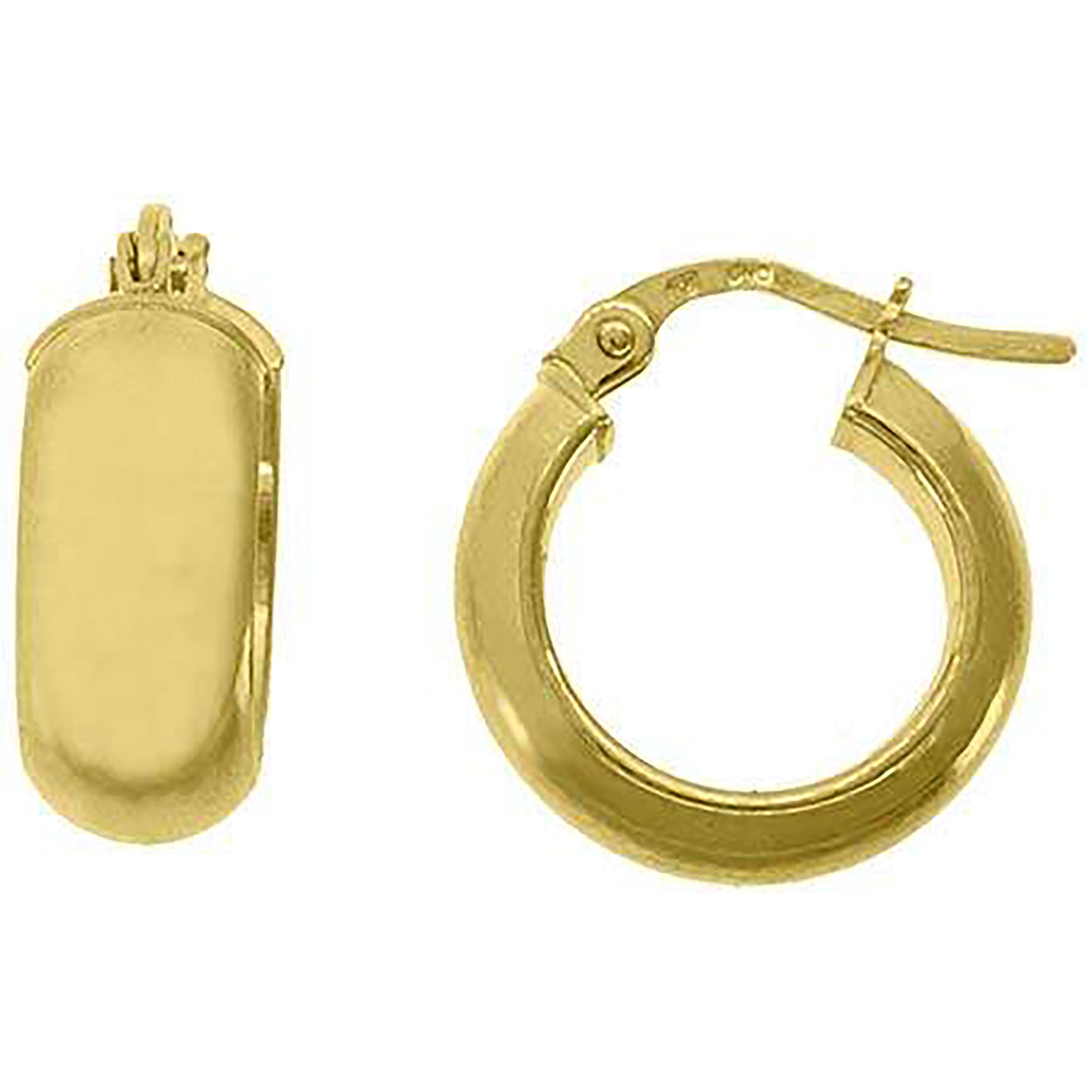 10K Yellow Gold Womens Polished Ultra Light Half Round Hoop Earrings