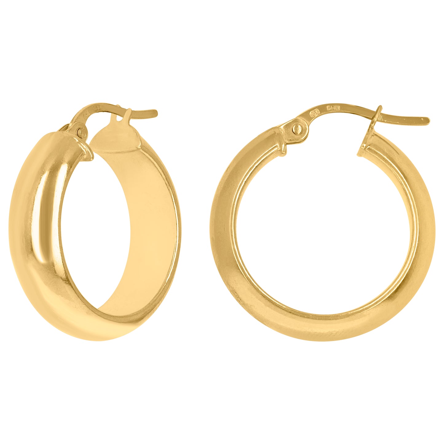 10K Yellow Gold Womens Polished Ultra Light Half Round Hoop Earrings