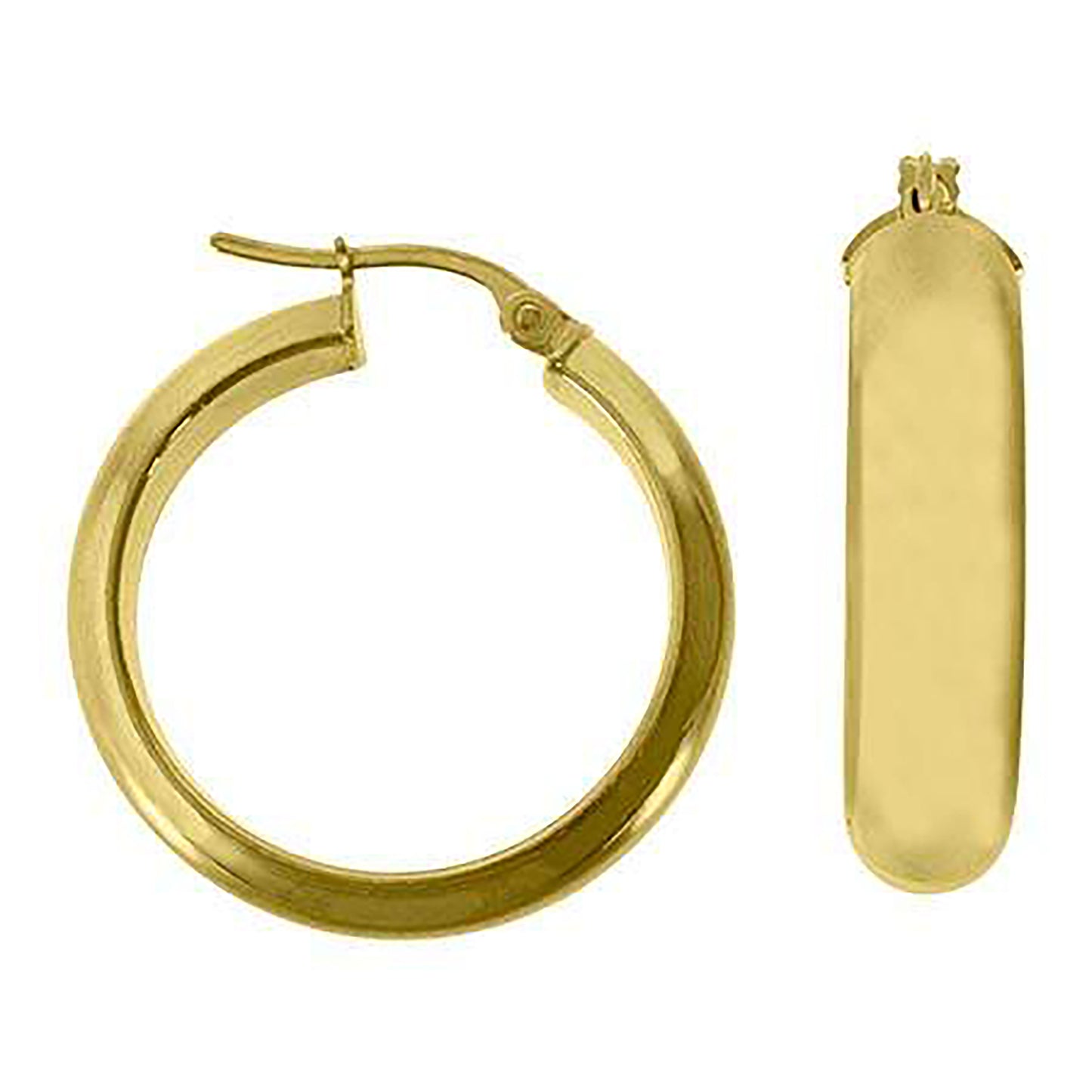 10K Yellow Gold Womens Polished Ultra Light Half Round Hoop Earrings