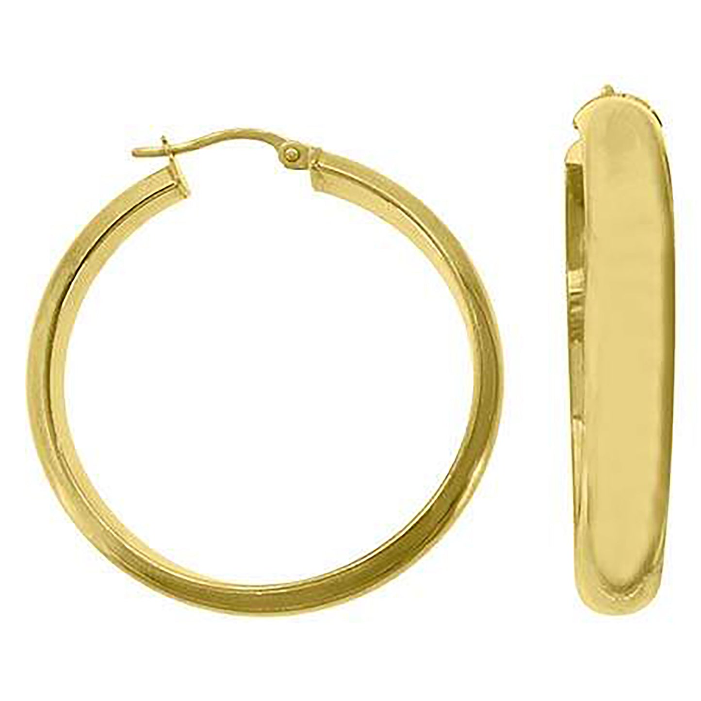 10K Yellow Gold Womens Polished Ultra Light Half Round Hoop Earrings
