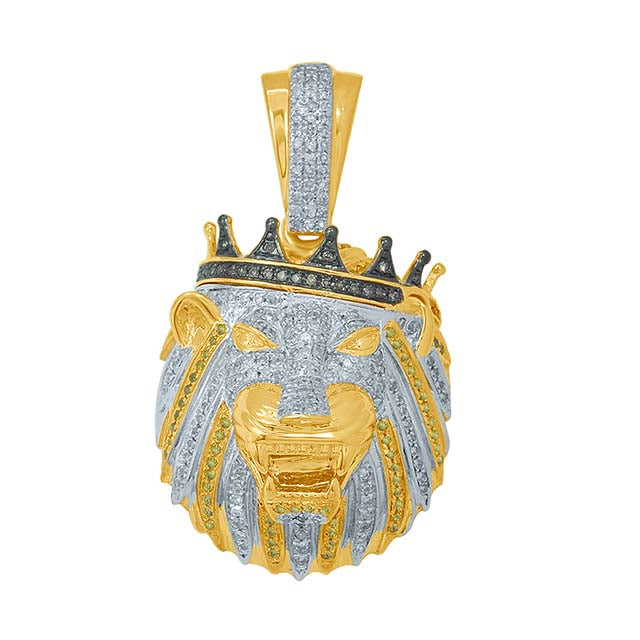 10K Yellow Gold 0.86-0.95 Cttw Diamond Lion Head Charm