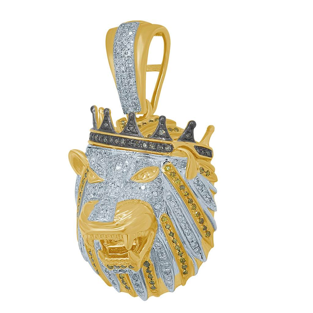 10K Yellow Gold 0.86-0.95 Cttw Diamond Lion Head Charm