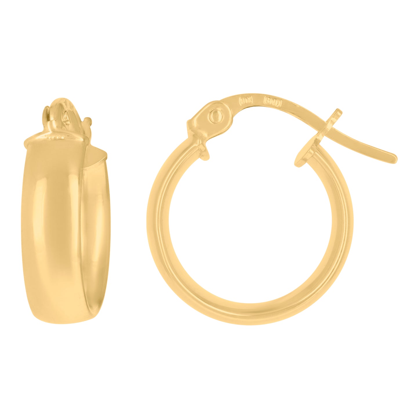 10K Yellow Gold Womens Polished Ultra Light Half Round Hoop Earrings