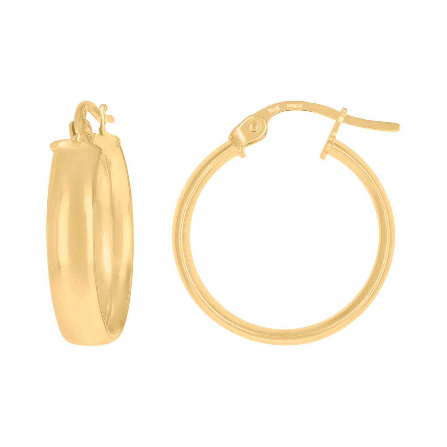 10K Yellow Gold Womens Polished Ultra Light Half Round Hoop Earrings