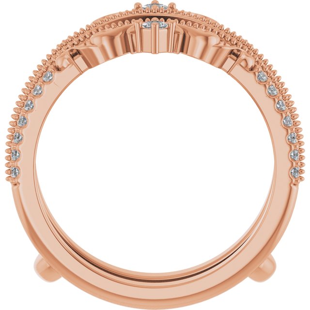14K Rose Gold Square 1.5 X 1.5 Mm Polished 1/6 Ctw Natural Diamond Floral Ring Guard, Size 7