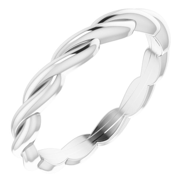 14K Yellow Or White Gold Or Sterling Silver Or Platinum Polished Woven Standard-Fit Band