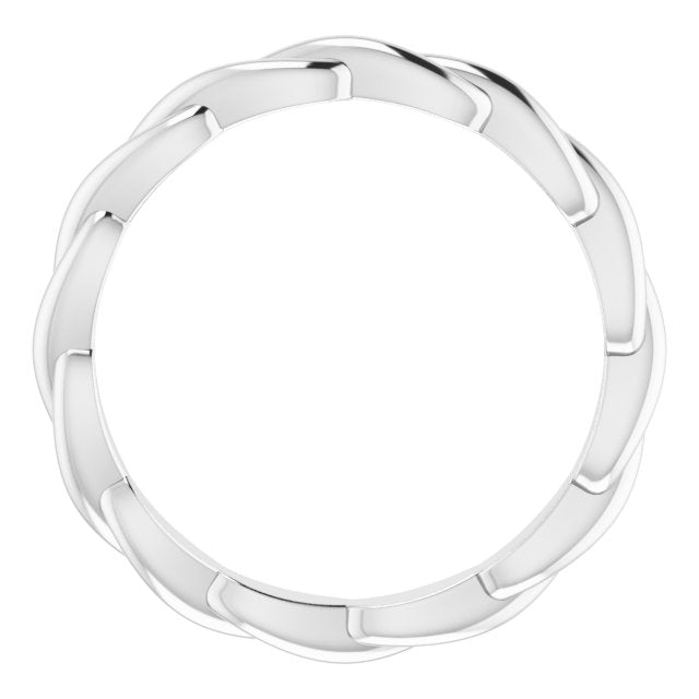 14K Yellow Or White Gold Or Sterling Silver Or Platinum Polished Woven Standard-Fit Band