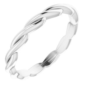 10K White Gold Woven-Design Band Size 7.5