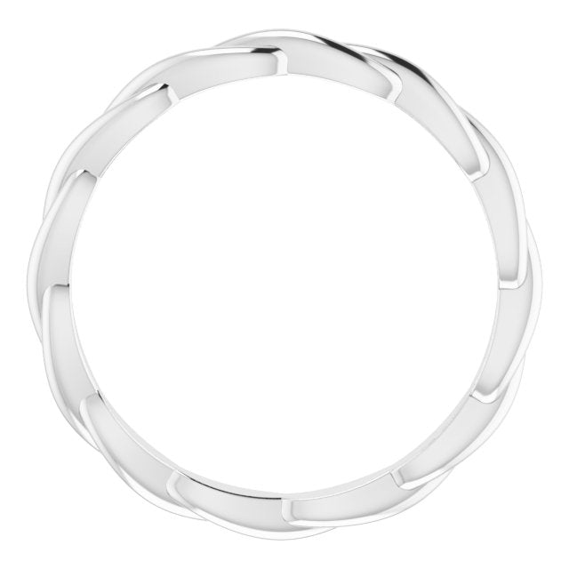 14K Yellow Or White Gold Or Sterling Silver Or Platinum Polished Woven Standard-Fit Band
